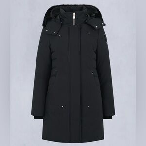 Moose Knuckles Cloud Shearling Trim Parka Womens M Black Winter Down Coat Warm